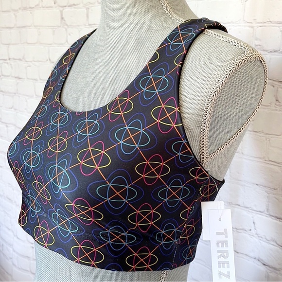 TEREZ Hi Shine Multicolor Sound Shapes Racerback Sports Bra - Picture 2 of 7